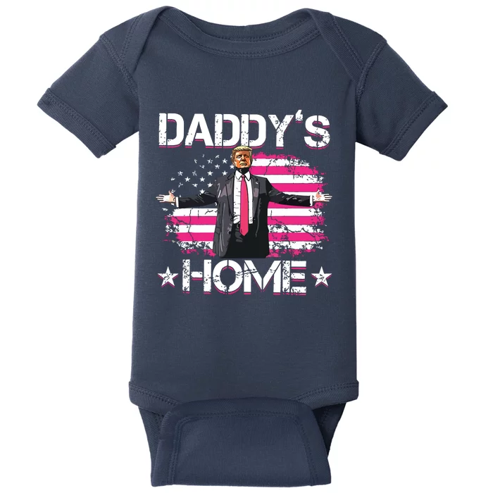 Trump 2024 Daddys Home Funny Trump Pink Baby Bodysuit