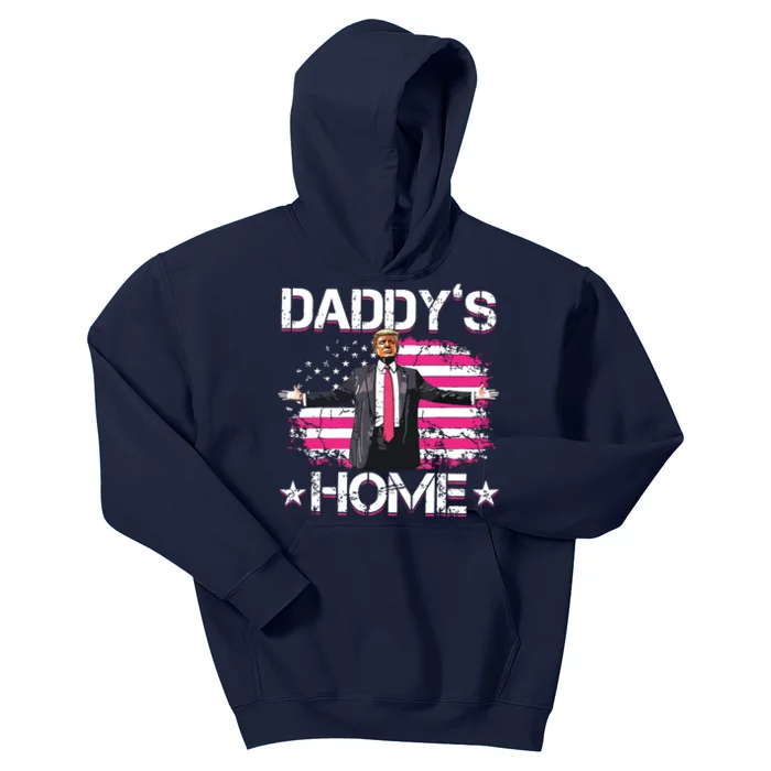 Trump 2024 Daddys Home Funny Trump Pink Kids Hoodie