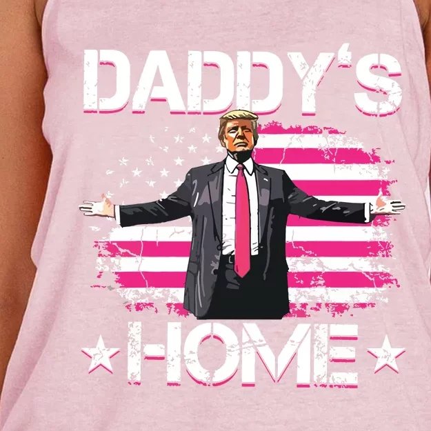 Trump 2024 Daddys Home Funny Trump Pink Women's Knotted Racerback Tank