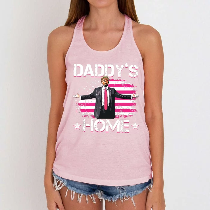 Trump 2024 Daddys Home Funny Trump Pink Women's Knotted Racerback Tank