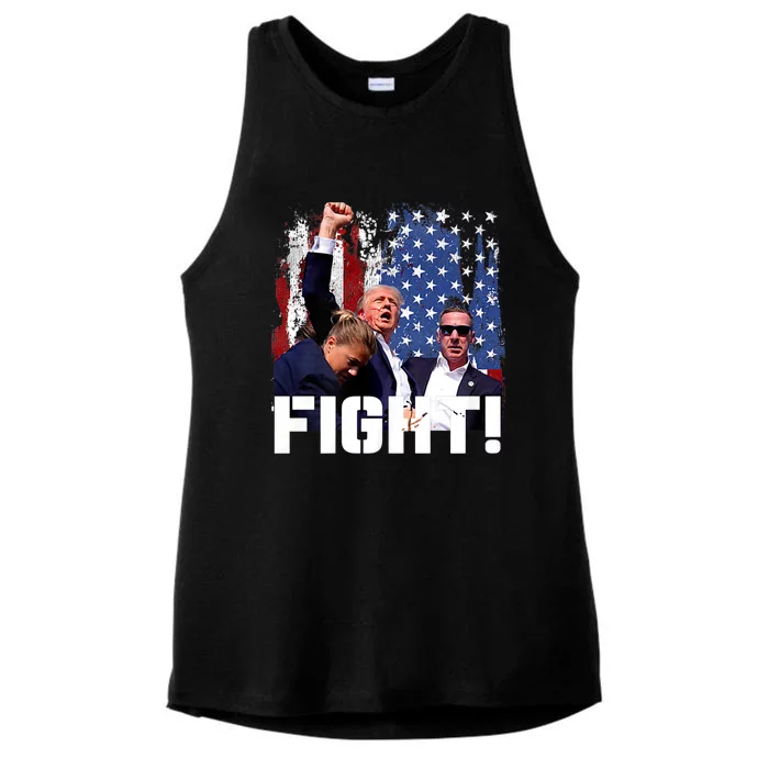 Trump 2024 Donald Trump Fist Pump Ladies Tri-Blend Wicking Tank