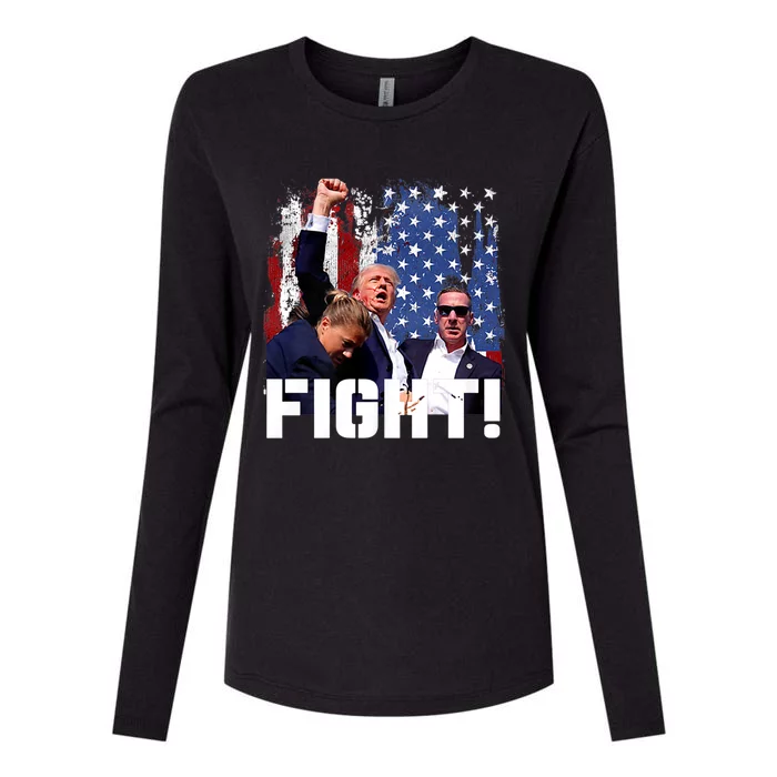 Trump 2024 Donald Trump Fist Pump Womens Cotton Relaxed Long Sleeve T-Shirt