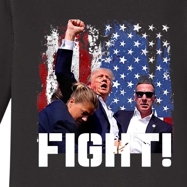 Trump 2024 Donald Trump Fist Pump Baby Long Sleeve Bodysuit