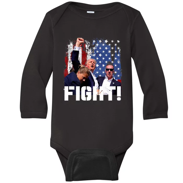 Trump 2024 Donald Trump Fist Pump Baby Long Sleeve Bodysuit