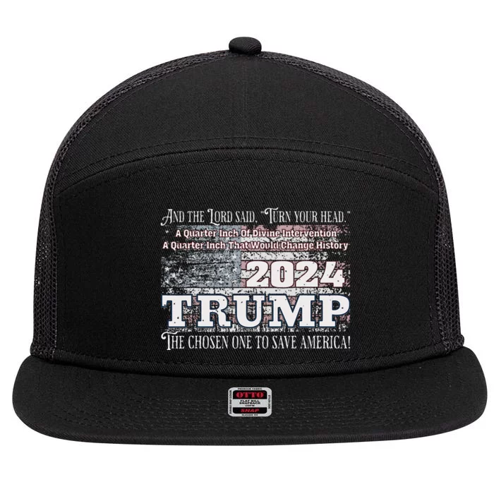 Trump 2024 Divine Intervention 7 Panel Mesh Trucker Snapback Hat