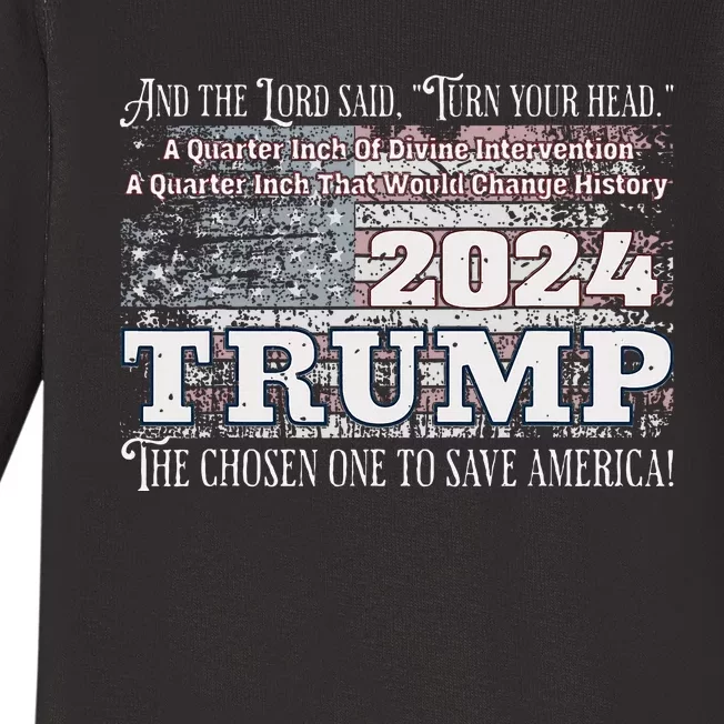 Trump 2024 Divine Intervention Baby Long Sleeve Bodysuit