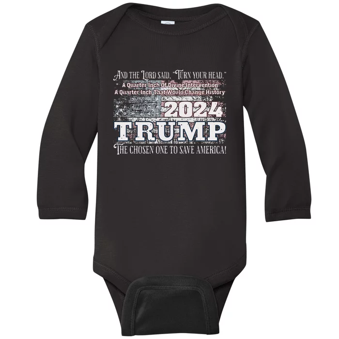 Trump 2024 Divine Intervention Baby Long Sleeve Bodysuit