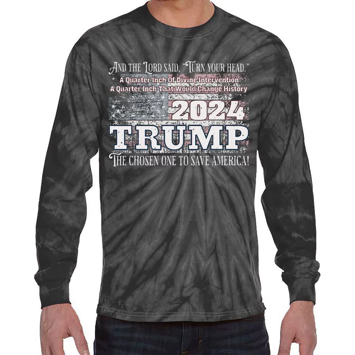 Trump 2024 Divine Intervention Tie-Dye Long Sleeve Shirt