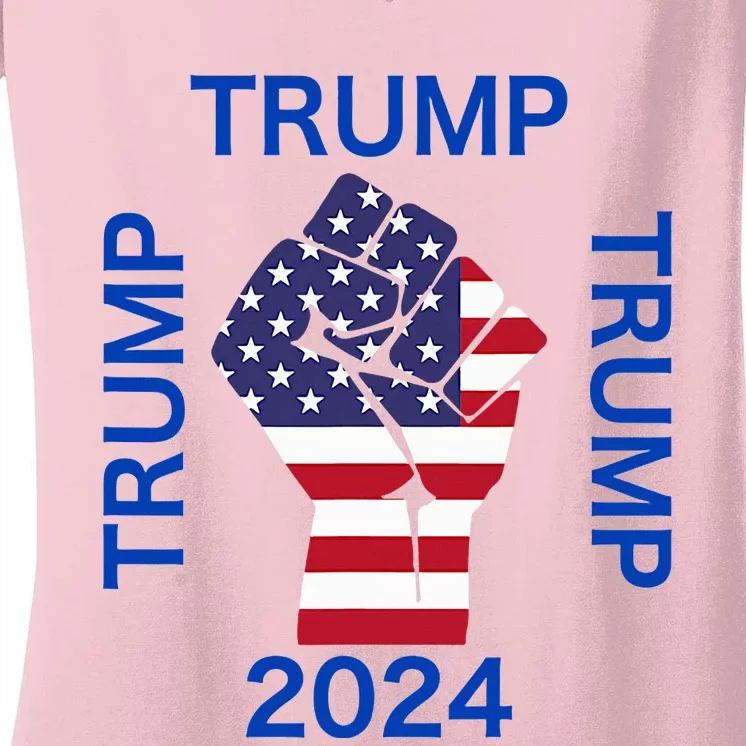 Trump 2024 Determined To Fight For America Women's V-Neck T-Shirt