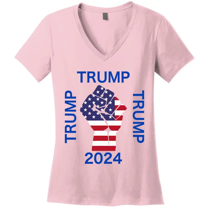 Trump 2024 Determined To Fight For America Women's V-Neck T-Shirt