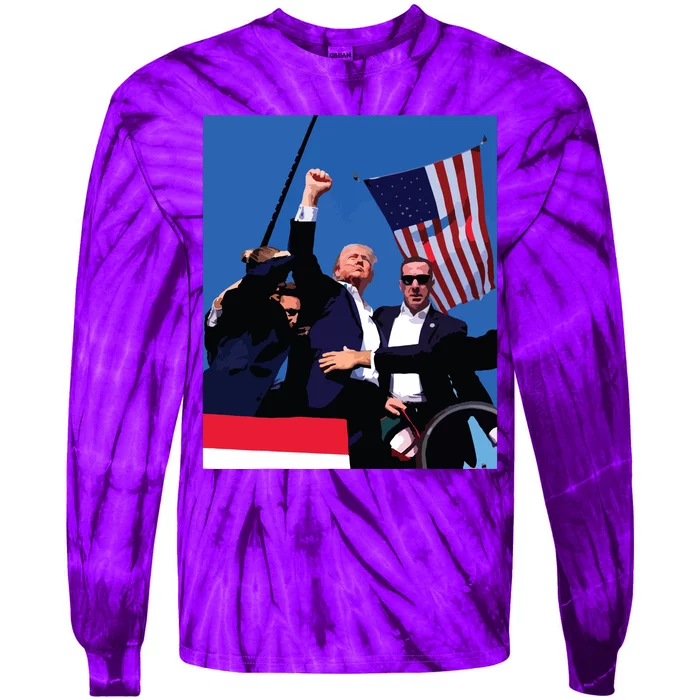 Trump 2024 Donald Trump Fist Pump Tie-Dye Long Sleeve Shirt