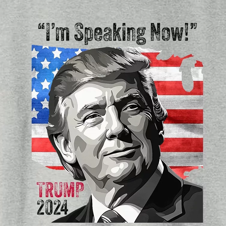 Trump 2024 Debate Quote IM Speaking Now Political Women's Crop Top Tee