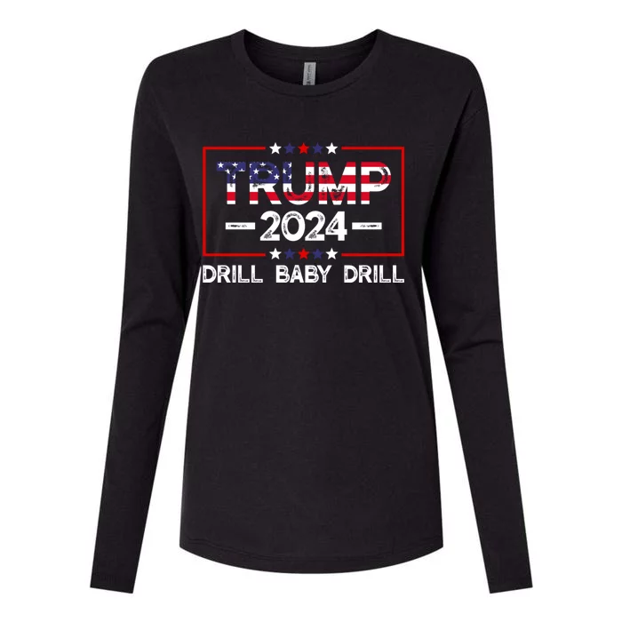 Trump 2024 Drill Baby Drill Womens Cotton Relaxed Long Sleeve T-Shirt