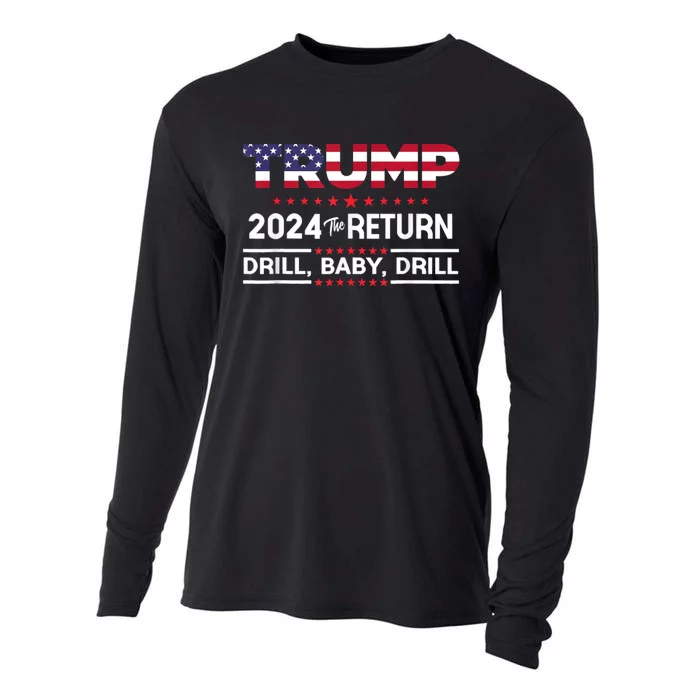 Trump 2024 Drill Baby Drill Us Flag Republican 4th Of July Cooling Performance Long Sleeve Crew