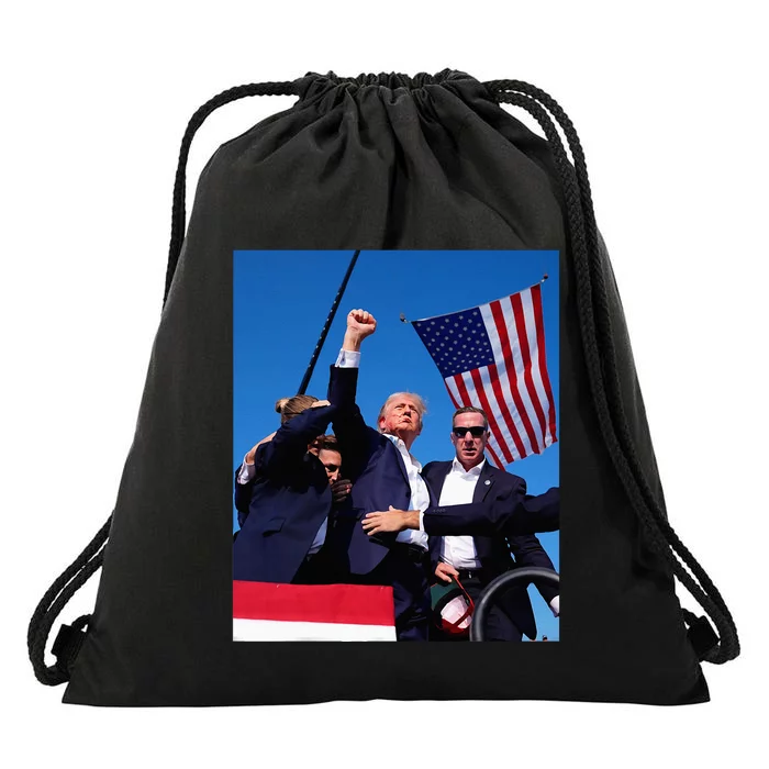 Trump 2024 Donald Trump Fist Pump Drawstring Bag