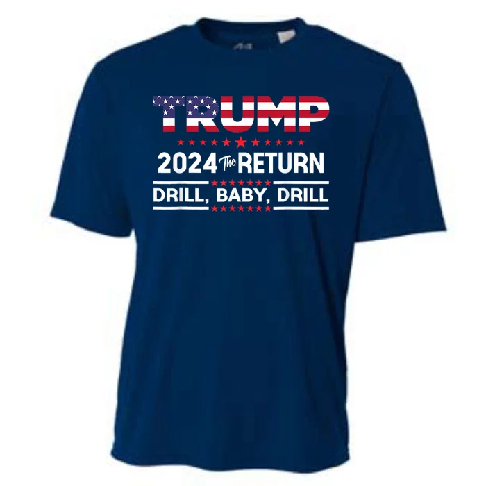 Trump 2024 Drill Baby Drill Us Flag Republican 4th Of July Cooling Performance Crew T-Shirt