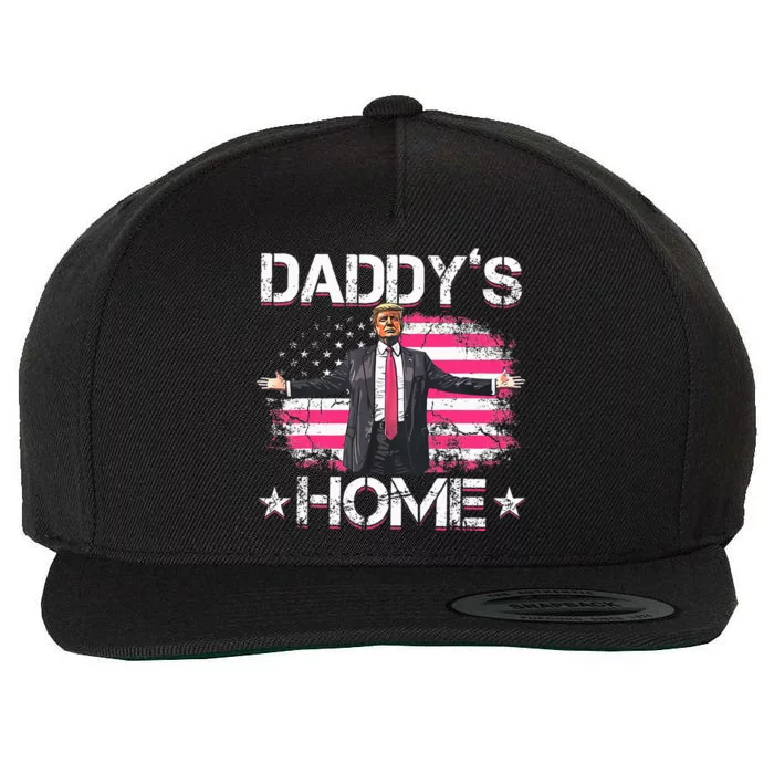 Trump 2024 Daddys Home Funny Trump Wool Snapback Cap