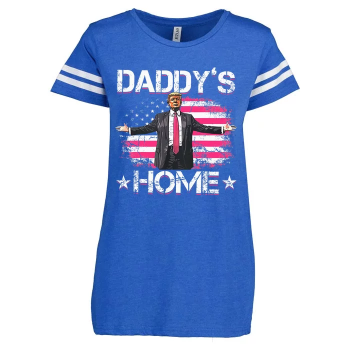 Trump 2024 Daddys Home Funny Trump Enza Ladies Jersey Football T-Shirt