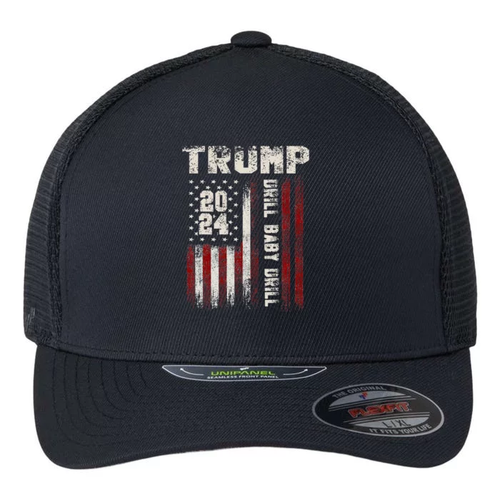 Trump 2024 Drill Baby Drill Flexfit Unipanel Trucker Cap