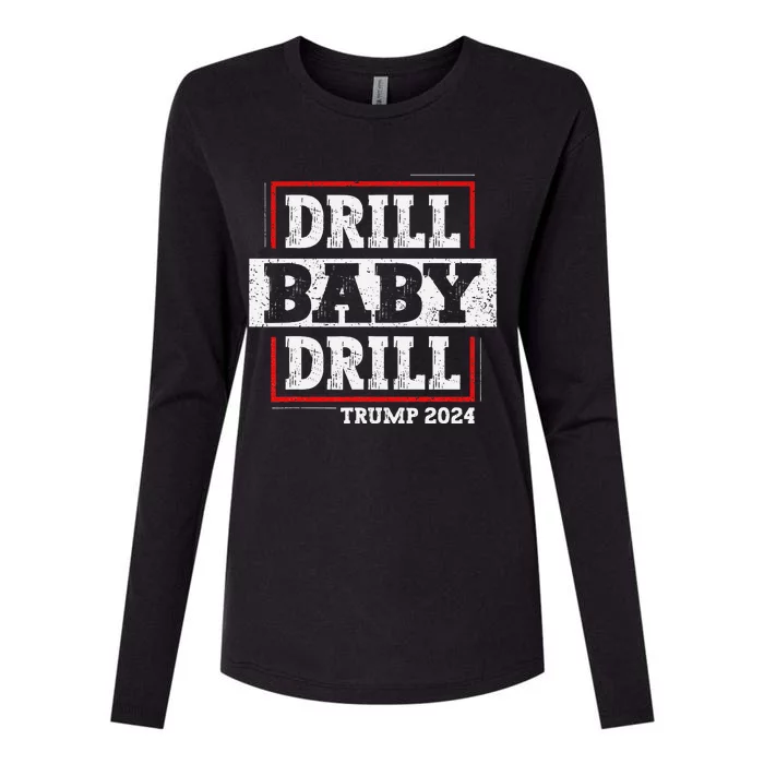 Trump 2024 Drill Baby Drill Womens Cotton Relaxed Long Sleeve T-Shirt