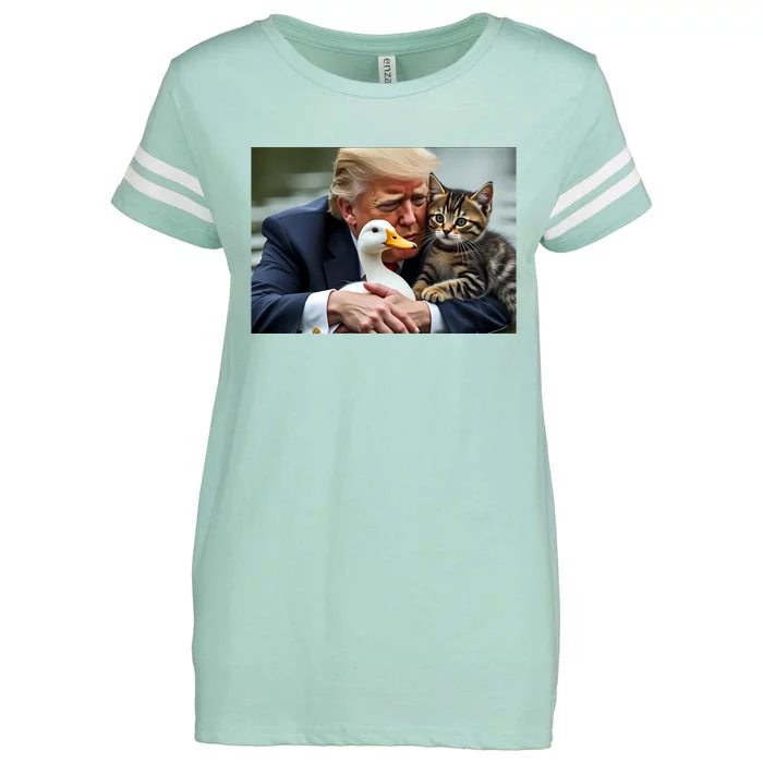 Trump 2024 Duck Kitten Enza Ladies Jersey Football T-Shirt