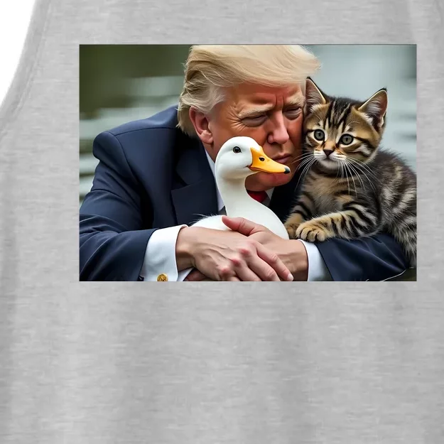 Trump 2024 Duck Kitten Ladies Tri-Blend Wicking Tank