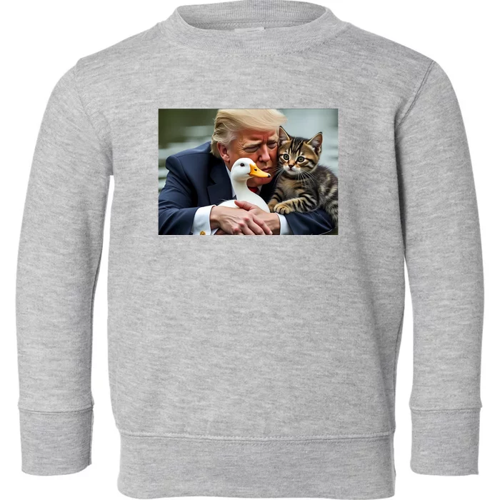 Trump 2024 Duck Kitten Toddler Sweatshirt