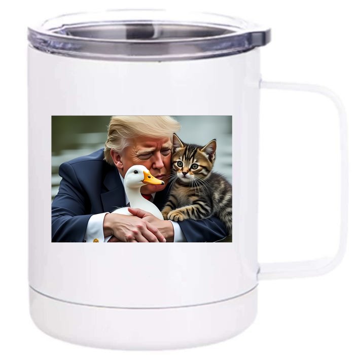 Trump 2024 Duck Kitten Front & Back 12oz Stainless Steel Tumbler Cup