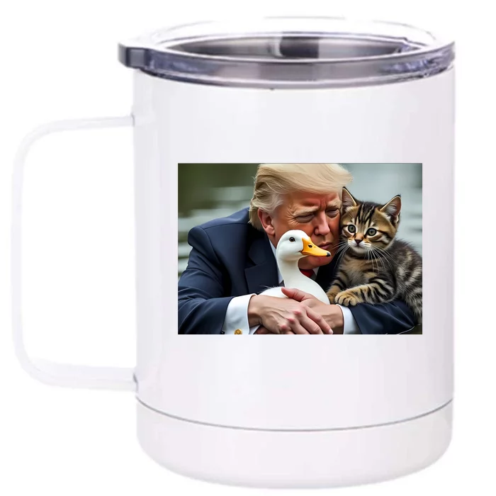 Trump 2024 Duck Kitten Front & Back 12oz Stainless Steel Tumbler Cup