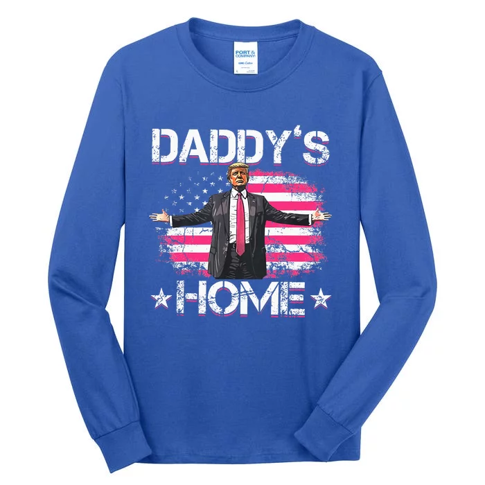 Trump 2024 Daddys Home Trump Pink Tall Long Sleeve T-Shirt