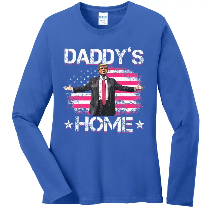 Trump 2024 Daddys Home Trump Pink Ladies Long Sleeve Shirt