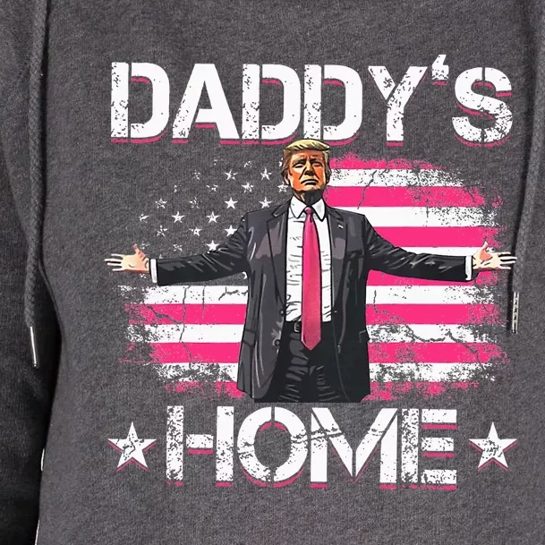 Trump 2024 Daddys Home Trump Pink Womens Funnel Neck Pullover Hood