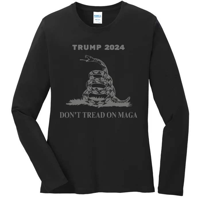 Trump 2024 DonT Tread On Maga Snake Rattlesnake Dark Color Ladies Long Sleeve Shirt