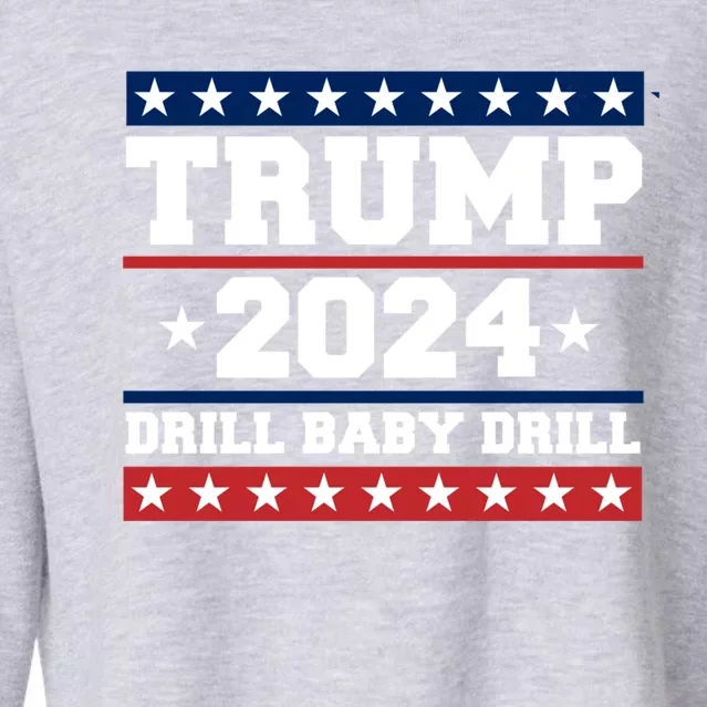 Trump 2024 Drill Us Flag 4th Of July Political Election Gift Cropped Pullover Crew