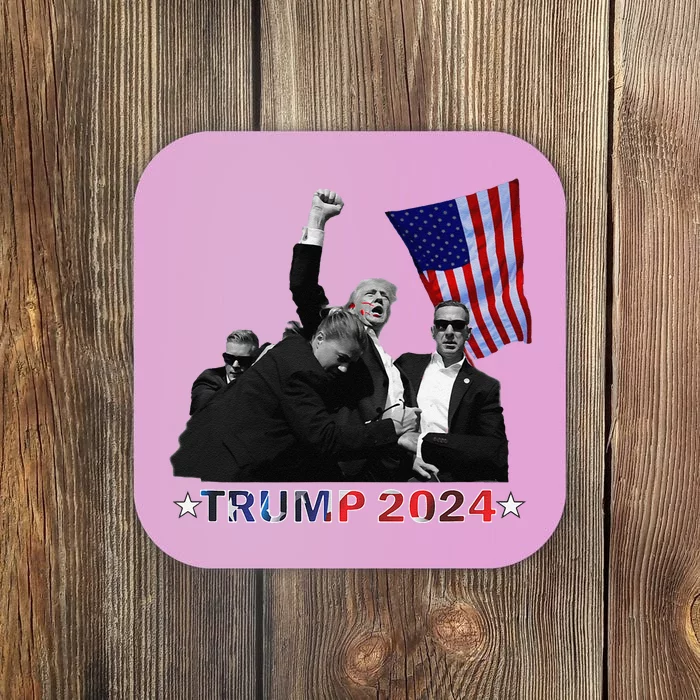 Trump 2024 Donald Trump Fist Pump Raglan Baseball Coaster