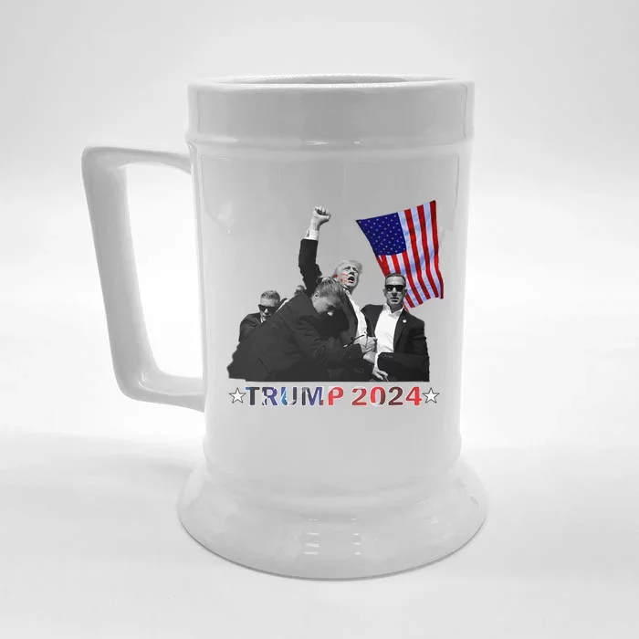 Trump 2024 Donald Trump Fist Pump Raglan Baseball Front & Back Beer Stein