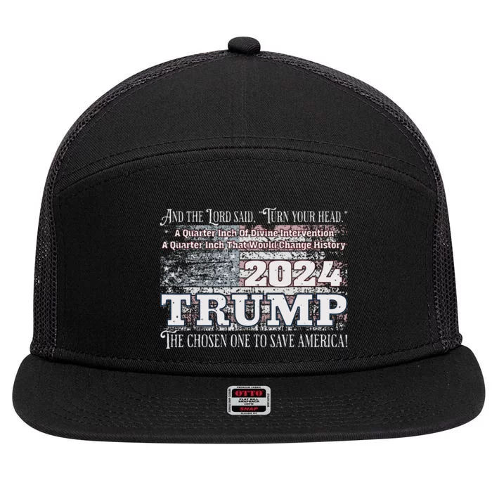 Trump 2024 Divine Intervention The Save America 7 Panel Mesh Trucker Snapback Hat