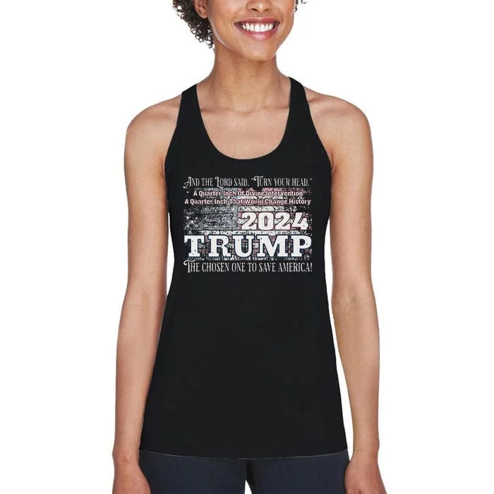 Trump 2024 Divine Intervention The Save America Women's Racerback Tank