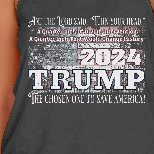 Trump 2024 Divine Intervention The Save America Women's Knotted Racerback Tank