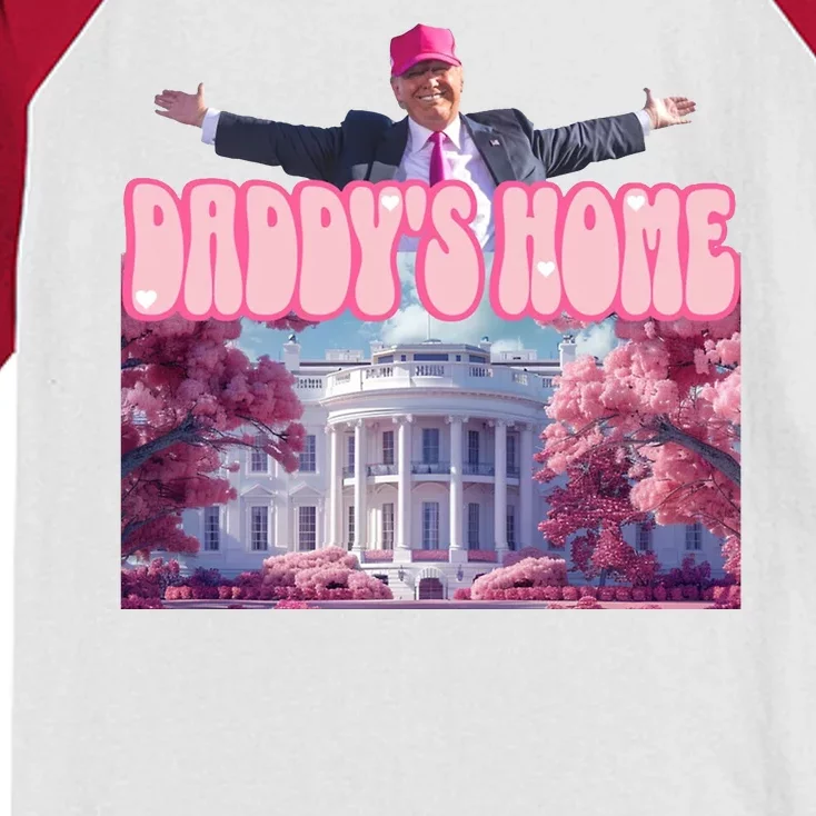 Trump 2024 Daddys Home Pink Classic Kids Colorblock Raglan Jersey