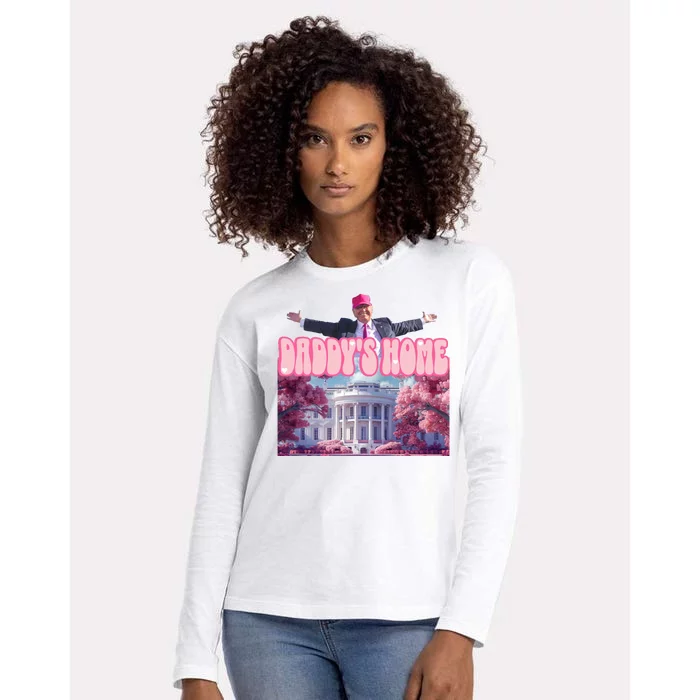 Trump 2024 Daddys Home Pink Classic Womens Cotton Relaxed Long Sleeve T-Shirt