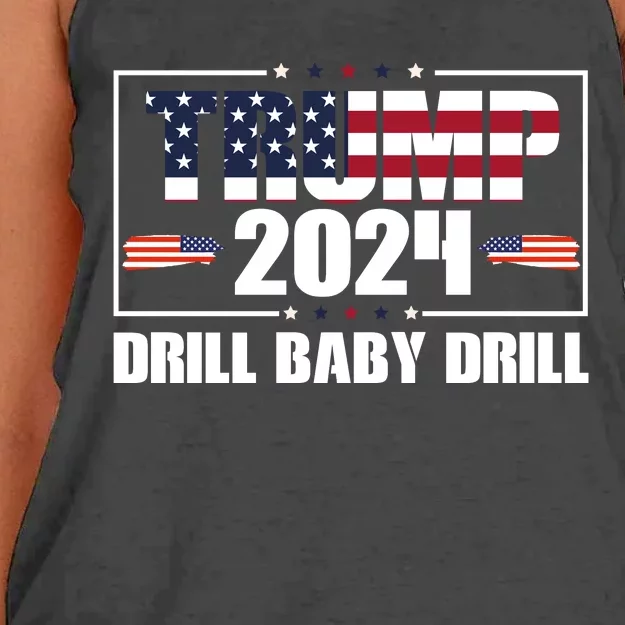 Trump 2024 Drill Baby Drill Women's Knotted Racerback Tank