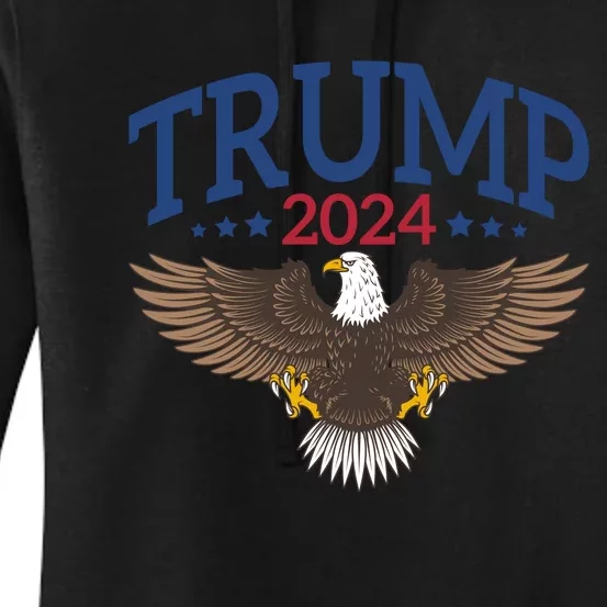 Trump 2024 Eagle Patriotic Emblem Women's Pullover Hoodie