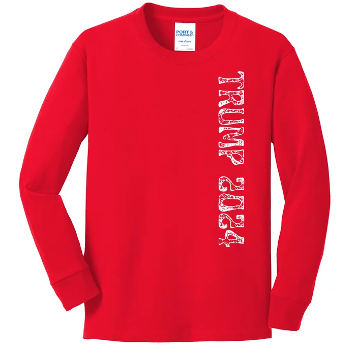 Trump 2024 Election Keep America Great RED USA Apparel Kids Long Sleeve Shirt