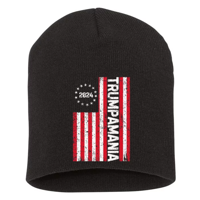 Trump 2024 Election Vintage Us Flag Vote Trumpamania Patriot Short Acrylic Beanie