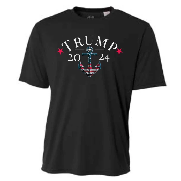 Trump 2024 Election American Flag Anchor Cool Gift Cooling Performance Crew T-Shirt