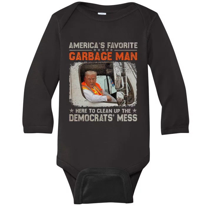 Trump 2024 Election Trump Garbage Man Vote Trump President Baby Long Sleeve Bodysuit