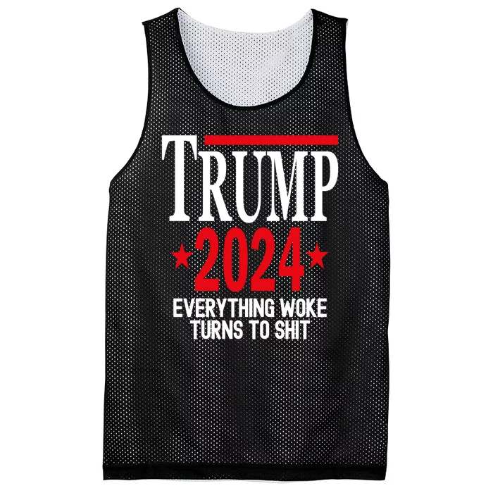 Trump 2024 Everything Woke Turns To Shit Mesh Reversible Basketball Jersey Tank