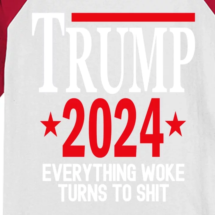 Trump 2024 Everything Woke Turns To Shit Kids Colorblock Raglan Jersey