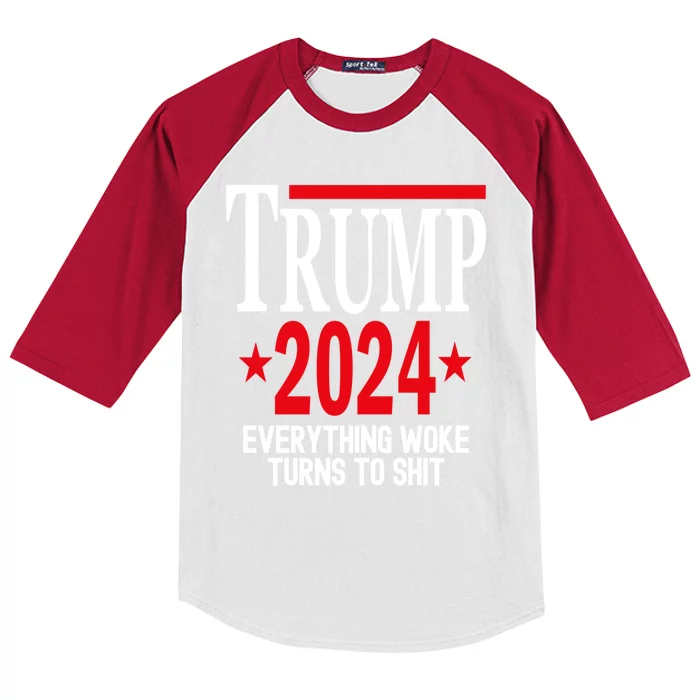 Trump 2024 Everything Woke Turns To Shit Kids Colorblock Raglan Jersey